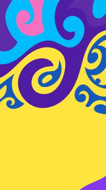 Girdap ve kıvrımlı soyut dikey arkaplan. Kavisli şekilli süslemeleri olan soyut dikey arkaplan.