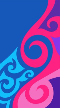 Girdap ve kıvrımlı soyut dikey arkaplan. Kavisli şekilli süslemeleri olan soyut dikey arkaplan.