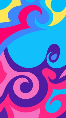 Girdap ve kıvrımlı soyut dikey arkaplan. Kavisli şekilli süslemeleri olan soyut dikey arkaplan.