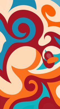 Girdap ve kıvrımlı soyut dikey arkaplan. Kavisli şekilli süslemeleri olan soyut dikey arkaplan.