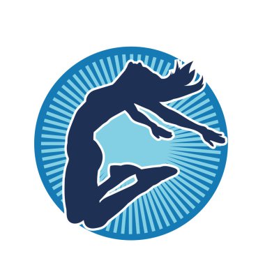 Hareketli bir kadın balerin silueti. Dans eden balerin kızın silueti..