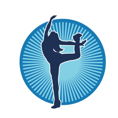 Hareketli bir kadın dansçının silueti. Dans eden zayıf bir kadının silueti..