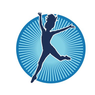 Hareketli bir kadın balerin silueti. Dans eden balerin kızın silueti..