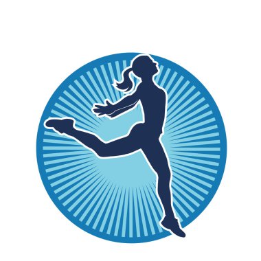 Hareketli bir kadın balerin silueti. Dans eden balerin kızın silueti..