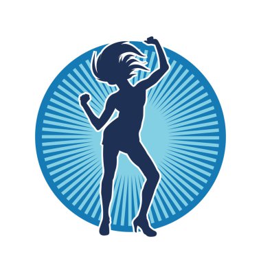 Hareketli bir kadın balerin silueti. Dans eden balerin kızın silueti..