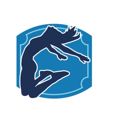 Hareketli bir kadın balerin silueti. Dans eden balerin kızın silueti..