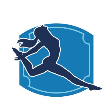 Hareketli bir kadın balerin silueti. Dans eden balerin kızın silueti..