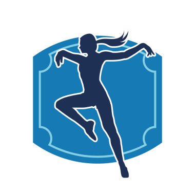 Hareketli bir kadın balerin silueti. Dans eden balerin kızın silueti..