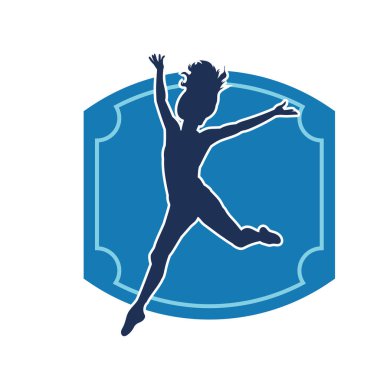 Hareketli bir kadın balerin silueti. Dans eden balerin kızın silueti..