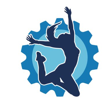 Hareketli bir kadın balerin silueti. Dans eden balerin kızın silueti..