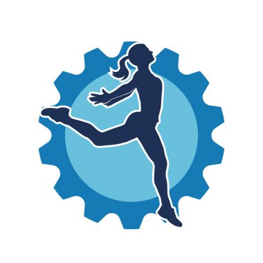 Hareketli bir kadın balerin silueti. Dans eden balerin kızın silueti..