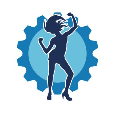 Hareketli bir kadın balerin silueti. Dans eden balerin kızın silueti..