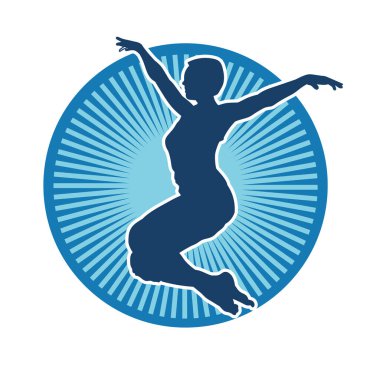 Hareketli bir kadın balerin silueti. Dans eden balerin kızın silueti..