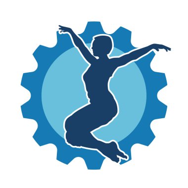 Hareketli bir kadın balerin silueti. Dans eden balerin kızın silueti..