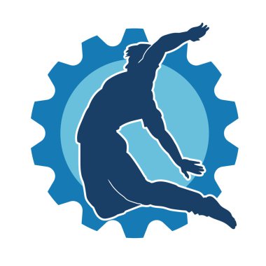 Zıplayan bir adamın silueti. Sıradan bir erkeğin silueti..