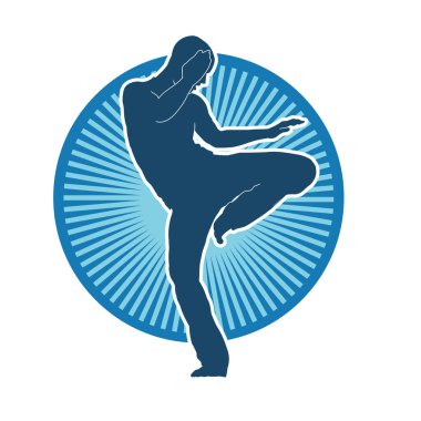 Doğu dövüş sanatı pozu veren bir adamın silueti. Dövüş sanatlarında bir erkeğin silueti..