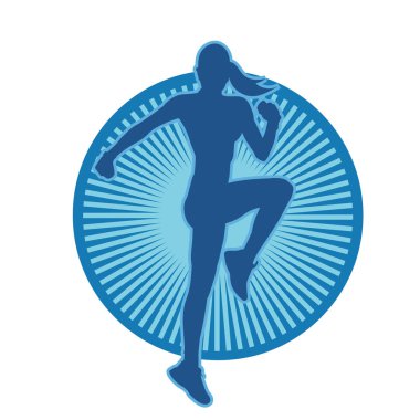 Aerobik yapan bir kadının silüeti sağlıklı bir yaşam tarzı. Kadın dansçının silueti..