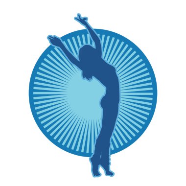 Aerobik yapan bir kadının silüeti sağlıklı bir yaşam tarzı. Kadın dansçının silueti..