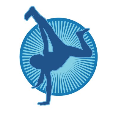 Dansçı kadın pozu silueti. Amuda kalkarak break dans yapan gençlerin silueti..