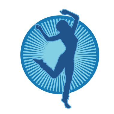 Aerobik yapan bir kadının silüeti sağlıklı bir yaşam tarzı. Kadın dansçının silueti..