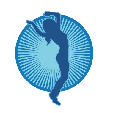 Aerobik yapan bir kadının silüeti sağlıklı bir yaşam tarzı. Kadın dansçının silueti..