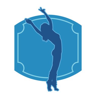 Aerobik yapan bir kadının silüeti sağlıklı bir yaşam tarzı. Kadın dansçının silueti..