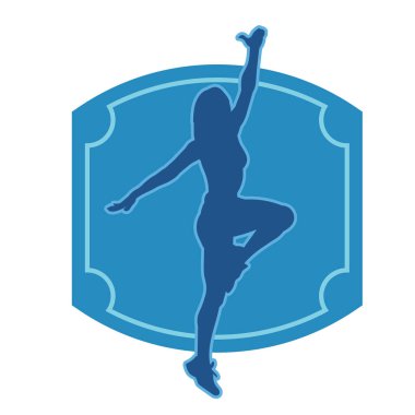 Aerobik yapan bir kadının silüeti sağlıklı bir yaşam tarzı. Kadın dansçının silueti..