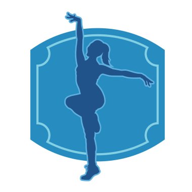 Aerobik yapan bir kadının silüeti sağlıklı bir yaşam tarzı. Kadın dansçının silueti..