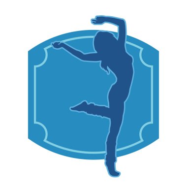 Aerobik yapan bir kadının silüeti sağlıklı bir yaşam tarzı. Kadın dansçının silueti..