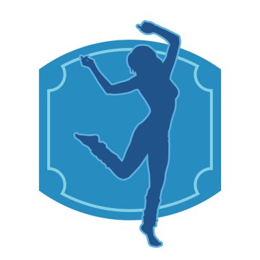 Aerobik yapan bir kadının silüeti sağlıklı bir yaşam tarzı. Kadın dansçının silueti..