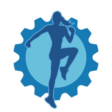 Aerobik yapan bir kadının silüeti sağlıklı bir yaşam tarzı. Kadın dansçının silueti..