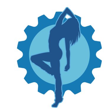 Aerobik yapan bir kadının silüeti sağlıklı bir yaşam tarzı. Kadın dansçının silueti..