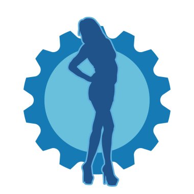 Elleri bileğinde duran seksi, zayıf bir kadının silüeti..