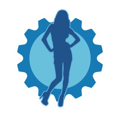 Elleri bileğinde duran seksi, zayıf bir kadının silüeti..