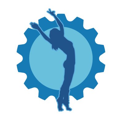 Aerobik yapan bir kadının silüeti sağlıklı bir yaşam tarzı. Kadın dansçının silueti..