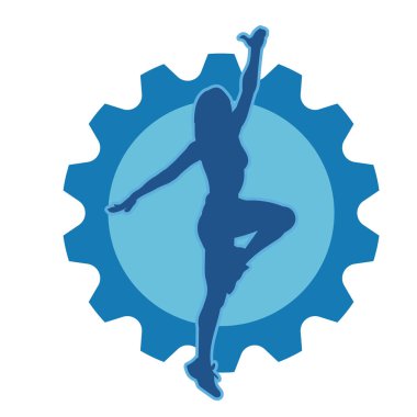 Aerobik yapan bir kadının silüeti sağlıklı bir yaşam tarzı. Kadın dansçının silueti..