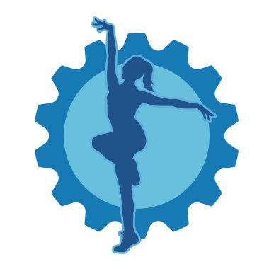 Aerobik yapan bir kadının silüeti sağlıklı bir yaşam tarzı. Kadın dansçının silueti..