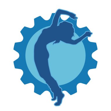 Aerobik yapan bir kadının silüeti sağlıklı bir yaşam tarzı. Kadın dansçının silueti..