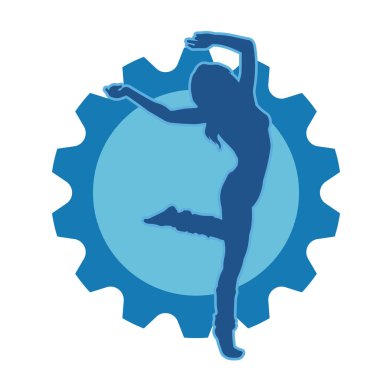 Aerobik yapan bir kadının silüeti sağlıklı bir yaşam tarzı. Kadın dansçının silueti..