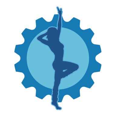 Aerobik yapan bir kadının silüeti sağlıklı bir yaşam tarzı. Kadın dansçının silueti..