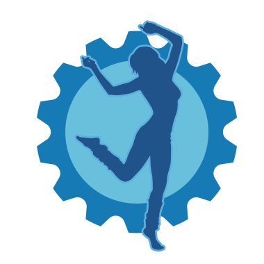 Aerobik yapan bir kadının silüeti sağlıklı bir yaşam tarzı. Kadın dansçının silueti..