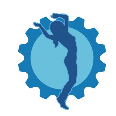 Aerobik yapan bir kadının silüeti sağlıklı bir yaşam tarzı. Kadın dansçının silueti..