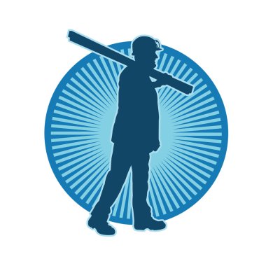 Tahta taşıyan bir inşaat işçisinin silueti..