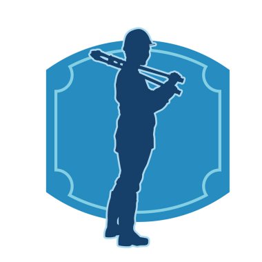 Elinde kerpeten aleti olan bir erkek işçinin silueti.