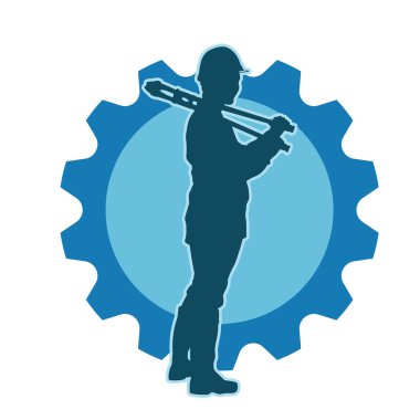 Elinde kerpeten aleti olan bir erkek işçinin silueti.