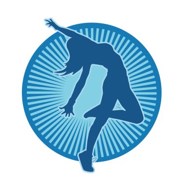 Hareketli bir kadın dansçının silueti. Dans eden zayıf bir kadının silueti..