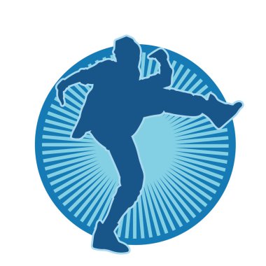 Hareketli bir kadın dansçının silueti. Dans eden zayıf bir kadının silueti..