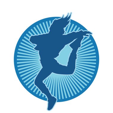 Hareketli bir kadın dansçının silueti. Dans eden zayıf bir kadının silueti..