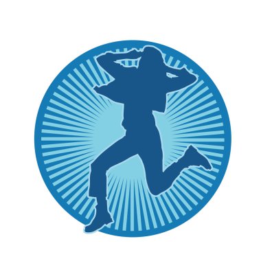 Hareketli bir kadın dansçının silueti. Dans eden zayıf bir kadının silueti..