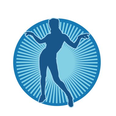 Hareketli bir kadın dansçının silueti. Dans eden zayıf bir kadının silueti..